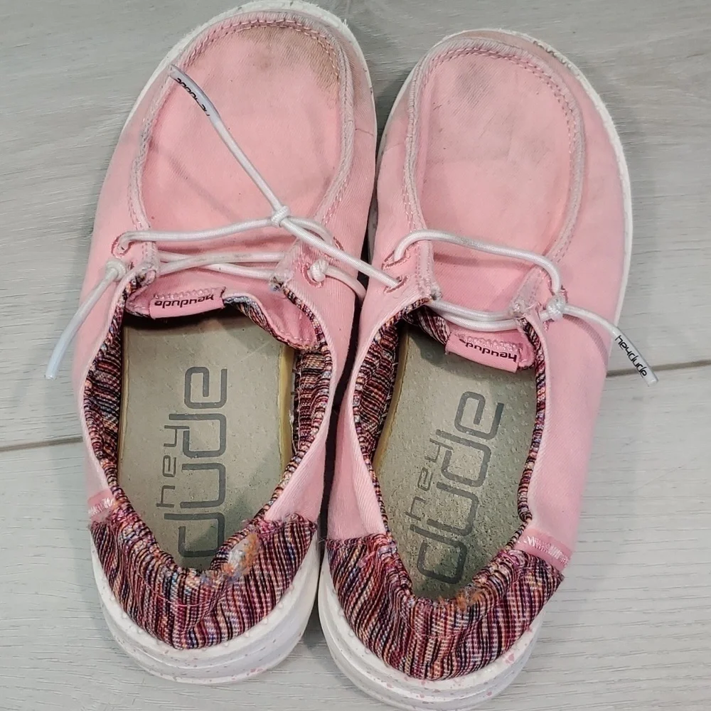 Hey Dude Kids Wendy Youth  pink multi Loafer Slip on shoes sz K12